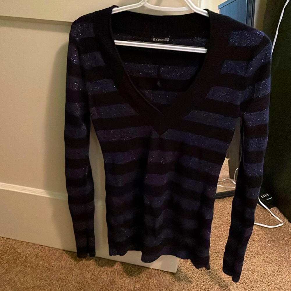 Express blue and black sweater large